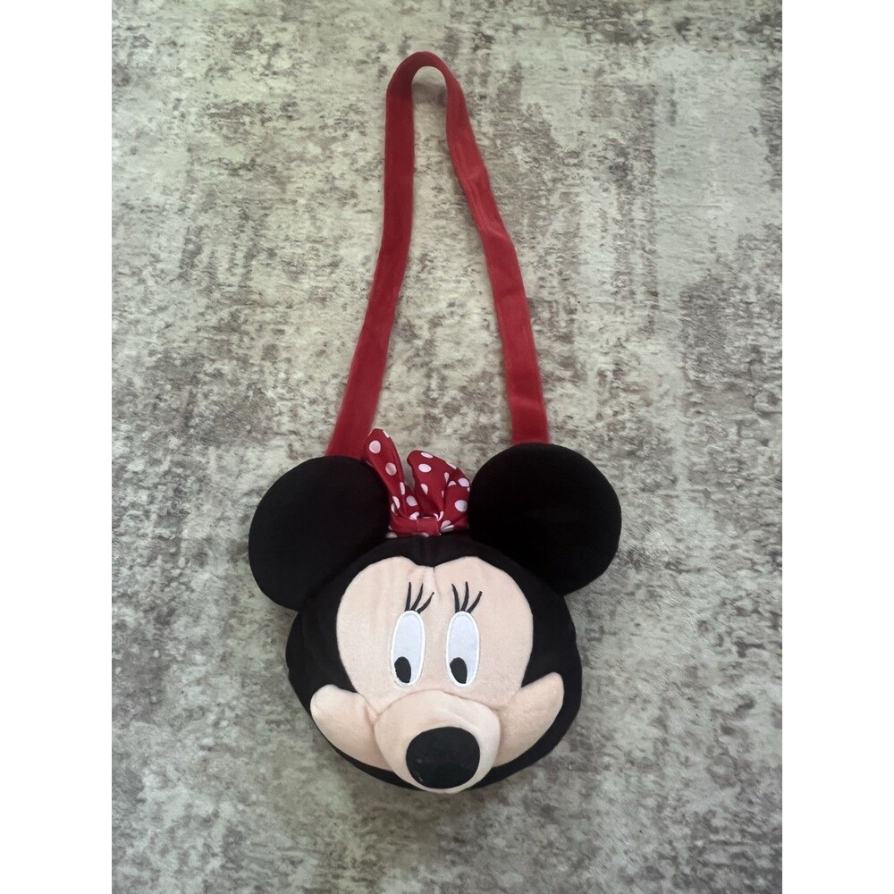 Disney Minnie Mouse Plush Face Cross Body Shoulder Bag 3D Purse